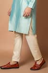Buy_Priyanka Haralalka_Blue Silk/cotton Silk Solid Plain Kurta With Pyjama _Online_at_Aza_Fashions