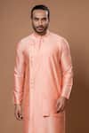 Shop_Priyanka Haralalka_Pink Cotton Silk Layered Kurta With Pyjama _Online_at_Aza_Fashions