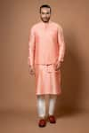 Buy_Priyanka Haralalka_Pink Cotton Silk Embroidered Zari Layered Kurta Set With Bundi 