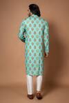 Shop_Priyanka Haralalka_Blue American Crepe Printed Leaf Kurta With Pyjama _at_Aza_Fashions