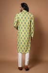 Shop_Priyanka Haralalka_Yellow American Crepe Printed Leaf Kurta And Pyjama Set _at_Aza_Fashions