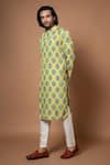 Priyanka Haralalka_Yellow American Crepe Printed Leaf Kurta And Pyjama Set _Online_at_Aza_Fashions