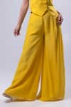 Shop_Dajwaree_Yellow Organza Embroidered Thread V-neck Daisy Top With Pant _Online_at_Aza_Fashions