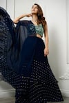 Dajwaree_Blue Georgette Embroidered Sequin Sweetheart Atasi Ruffle Lehenga Set _Online_at_Aza_Fashions