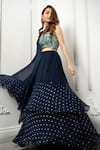 Shop_Dajwaree_Blue Georgette Embroidered Sequin Sweetheart Atasi Ruffle Lehenga Set _Online_at_Aza_Fashions