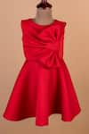 Buy_Toplove_Red Neoprene Plain Bow Skater Dress _at_Aza_Fashions