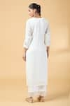 Shop_Kalakaari By Sagarika_White Silk Modal Hand Embroidery Floral V-neck Rose Kurta And Pant Set _at_Aza_Fashions