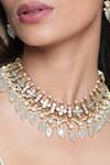 Buy_Queens Jewels_White Stones, Beads Sea Shell Pearl Embellished Necklace Set _at_Aza_Fashions