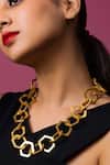 Buy_Queens Jewels_Gold Plated Cut-out Link Chain Necklace _at_Aza_Fashions
