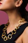 Shop_Queens Jewels_Gold Plated Cut-out Link Chain Necklace _at_Aza_Fashions