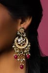 Buy_Queens Jewels_Pink Kundan Lamia Floral Chandbalis _at_Aza_Fashions