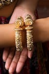 Shop_Queens Jewels_Gold Plated Fida Carved Bangle-Set of 2 _at_Aza_Fashions