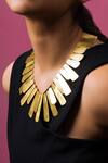 Shop_Queens Jewels_Gold Plated Gleaming Petal Fringe Necklace _at_Aza_Fashions