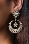 Shop_Queens Jewels_Gold Plated Stones, Diamonds Regal Kundan Studded Chandbali _at_Aza_Fashions