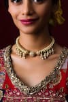 Shop_Queens Jewels_White Stone Opulent Jadau Hasli Choker _at_Aza_Fashions