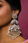 Shop_Queens Jewels_White Pearl Pankh Embellished Chandbalis _at_Aza_Fashions