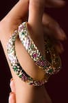 Buy_Queens Jewels_Multi Color Stones, Beads Opulent Jadau Embellished Bangle - Set Of 2 _at_Aza_Fashions