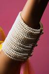 Shop_Queens Jewels_White Stones, Beads Regal Jadau Embellished Cuff _at_Aza_Fashions