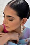 Buy_Swabhimann_Rose Gold Diamonds, Stones Polki Embellished Dangler Earrings _at_Aza_Fashions
