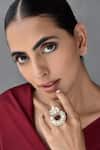 Buy_Swabhimann_Red Stones, Pearls Gold Plated Polki Embellished Ring _at_Aza_Fashions