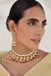 Buy_SWABHIMANN_Multi Color Polki Pearl And Bead Drop Embellished Necklace Set _at_Aza_Fashions