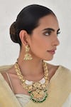 Buy_Swabhimann_Green Pearls, Stones Carved Temple Necklace Set _at_Aza_Fashions