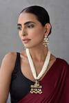 Buy_Swabhimann_Gold Plated Pearls, Diamonds Kundan Embellished Multi Strand Necklace Set _at_Aza_Fashions