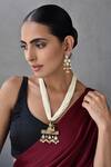 Buy_Swabhimann_Gold Plated Pearls, Diamonds Kundan Embellished Multi Strand Necklace Set _Online_at_Aza_Fashions