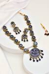 Shop_Swabhimann_Blue Stones Embellished Bird Motif Necklace Set _at_Aza_Fashions