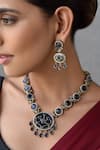 Swabhimann_Blue Stones Embellished Bird Motif Necklace Set _Online_at_Aza_Fashions