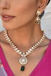 Buy_Swabhimann_Green Beads, Diamonds Polki Embellished Drop Necklace Set _Online_at_Aza_Fashions
