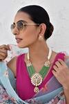Swabhimann_Green Diamonds, Stones Polki Embellished Layered Necklace Set _Online_at_Aza_Fashions