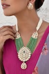 Buy Swabhimann Green Diamonds, Stones Polki Embellished Layered Necklace Set Online at Aza Fashions Buy_Swabhimann_Green Diamonds, Stones Polki Embellished Layered Necklace Set _Online_at_Aza_Fashions