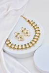 Shop_Swabhimann_Green Diamonds, Stones Kundan Embellished Choker Necklace Set _at_Aza_Fashions