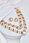 Shop_Swabhimann_Multi Color Beads, Diamonds Polki Embellished Layered Necklace Set _at_Aza_Fashions