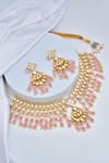 Shop Swabhimann Pink Pearls, Beads Kundan Embellished Drop Necklace Set at Aza Fashions Shop_Swabhimann_Pink Pearls, Beads Kundan Embellished Drop Necklace Set _at_Aza_Fashions
