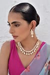 Buy_SWABHIMANN_Rose Gold Tear Drop Polki Embellished Necklace Set _at_Aza_Fashions