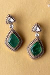 Shop_Zeeya Luxury Jewellery_White Polki Akoya Emerald Earrings_at_Aza_Fashions