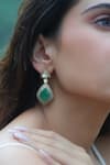 Zeeya Luxury Jewellery_White Polki Akoya Emerald Earrings _Online_at_Aza_Fashions