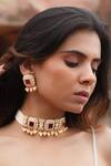 Buy_Zeeya Luxury Jewellery_White Polki Mehroo Antique Stone Studded Necklace Set _at_Aza_Fashions