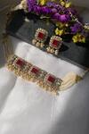 Shop_Zeeya Luxury Jewellery_White Polki Mehroo Antique Stone Studded Necklace Set _at_Aza_Fashions