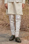 Shop_House of KOA_White Jacket Raw Silk Embroidery Zardozi Bundi And Kurta Set _Online_at_Aza_Fashions