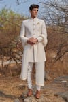 Buy_House of KOA_White Sherwani Raw Silk Textured Set _at_Aza_Fashions