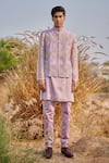 Shop_House of KOA_Purple Bundi Raw Silk Embroidery Zardozi Work And Kurta Set _at_Aza_Fashions