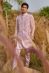 House of KOA_Purple Bundi Raw Silk Embroidery Zardozi Work And Kurta Set _Online_at_Aza_Fashions