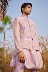 Shop_House of KOA_Purple Bundi Raw Silk Embroidery Zardozi Work And Kurta Set _Online_at_Aza_Fashions