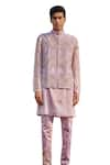 House of KOA_Purple Bundi Raw Silk Embroidery Zardozi Work And Kurta Set _at_Aza_Fashions