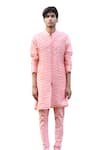 House of KOA_Pink Kurta Chanderi Cord Aaron Work Set _Online_at_Aza_Fashions