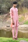 Buy_House of KOA_Pink Kurta Chanderi Cord Aaron Work Set _Online_at_Aza_Fashions