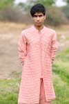 Shop_House of KOA_Pink Kurta Chanderi Cord Aaron Work Set _Online_at_Aza_Fashions